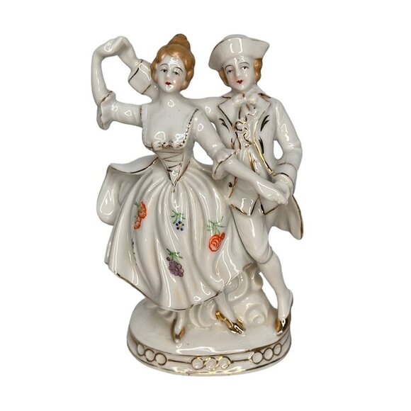 Vintage Ceramic Figurine Couple "Made in Japan" Colonial Man and Woman Dancing - Picture 1 of 9